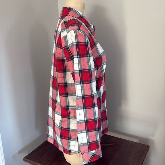 TALBOTS COTTON BUTTON FRONT SHIRT DECORATIVE PLAID SIZE S - Picture 4 of 11